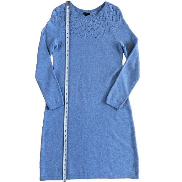 Talbots Light Blue Pointelle Knit Sweater Dress Long Sleeve Knee Length Midi S - Picture 12 of 13